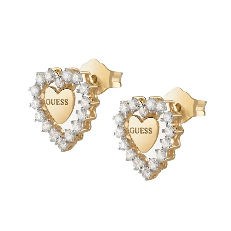 Heart-Shaped Gold-Plated Earrings with Cubic Zirconia Jardin Jsbe04455Jwygt/U