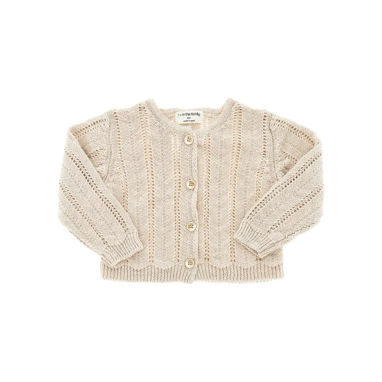 Openworked cotton and linen cardigan Kids 6M