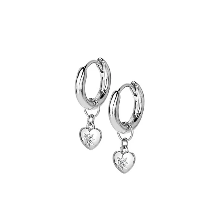 Romantic Silver Earrings with Diamonds 2 in 1 Most Loved De718