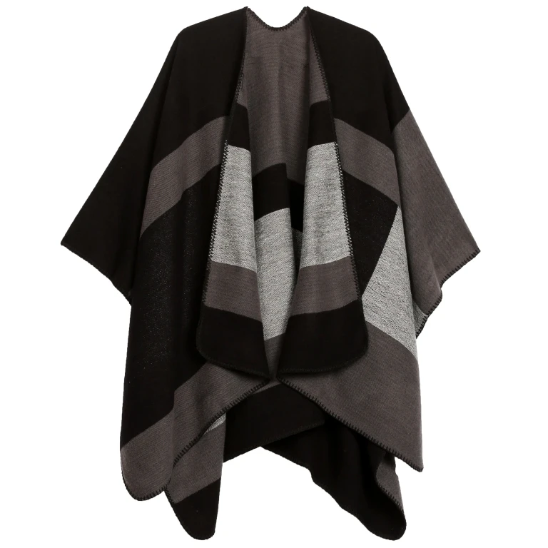 Sakkas Mari Women's Reversible Large Poncho Shawl Wrap Scarf Cape Ruana Blanket
