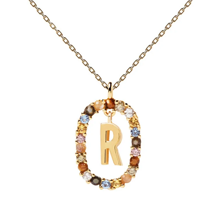 Bellissima Gold Plated Necklace With Letter "R" Letters Co01-277-U (Chain, Pendant)