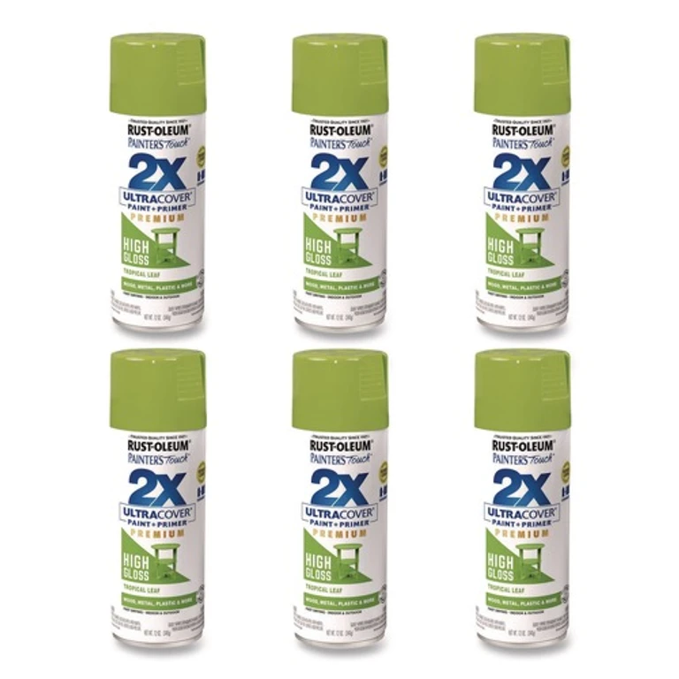 331179 Painter's Touch 2X Ultra Cover Spray Paint, High Gloss Tropical Leaf, 12 oz Aerosol Can, 6/Carton