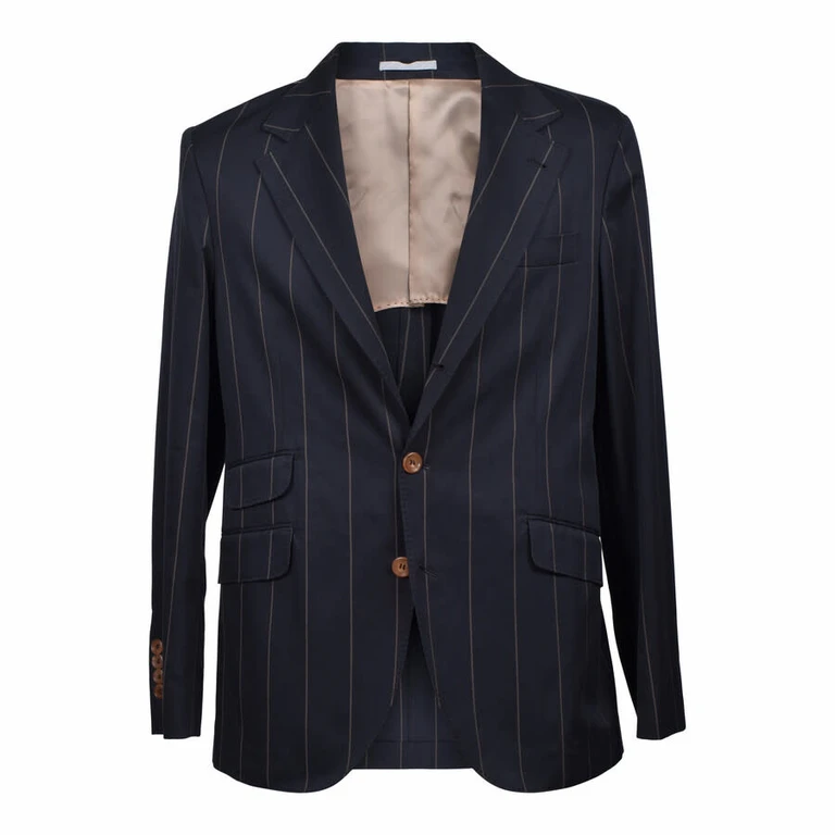 Black Wool Blend Striped Suit