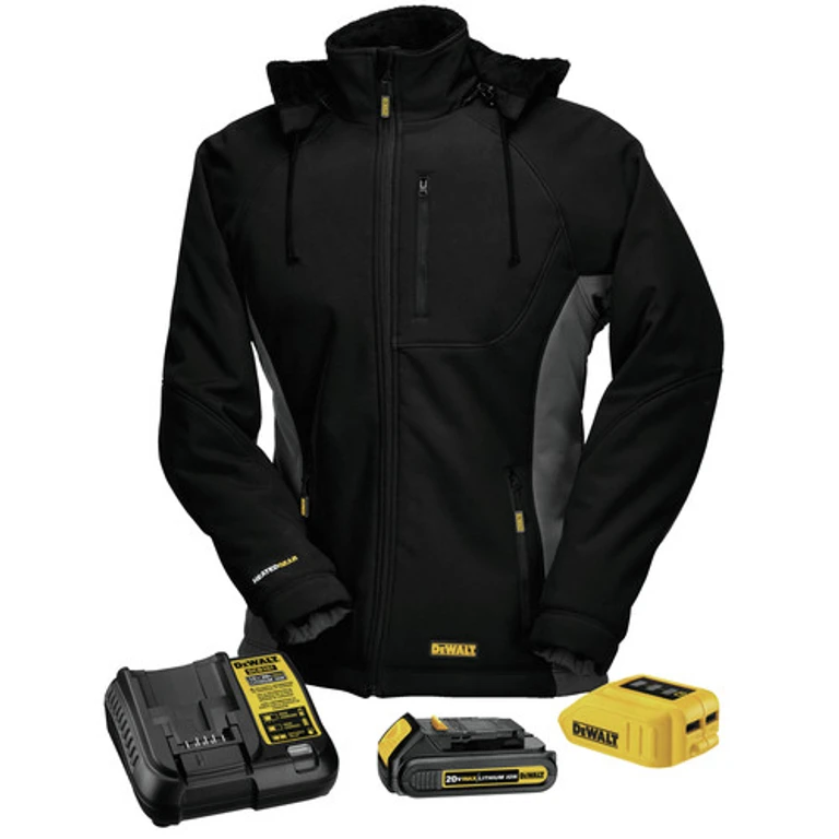 DCHJ066C1-L 20V MAX Lithium-Ion Soft Shell Woman's Heated Jacket Kit - Large, Black/Gray (1.5 Ah)