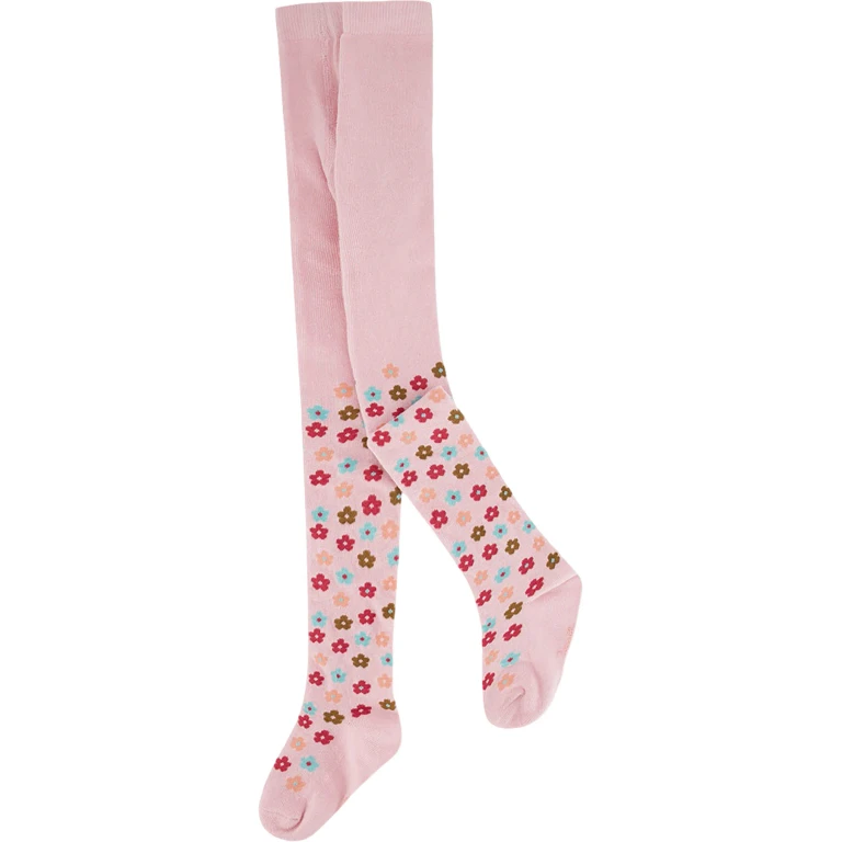 Knit Tights with Flowers - Little Girl