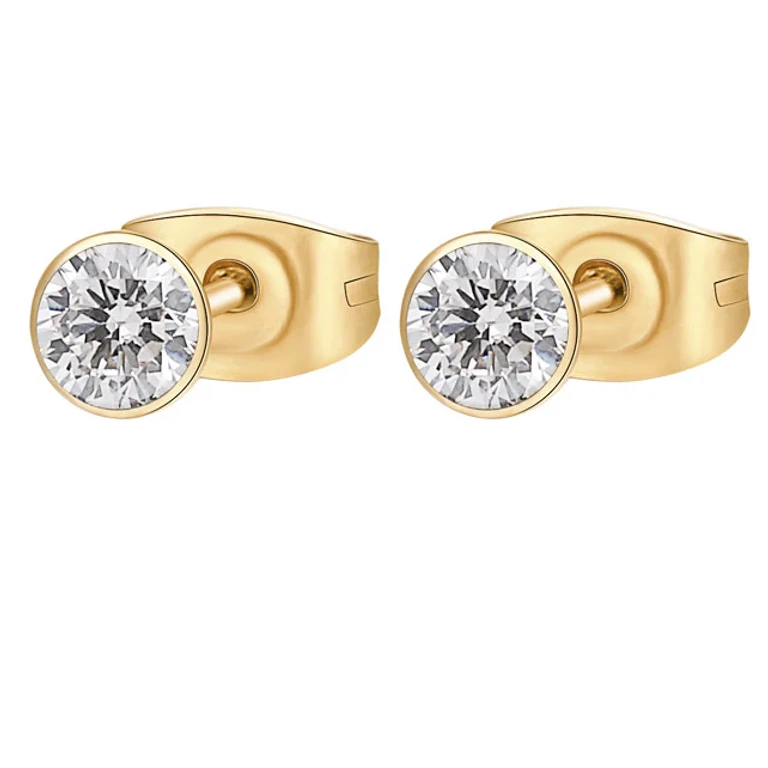 Gold Plated Sparkling Earrings Made of Steel Chakra BHKE049