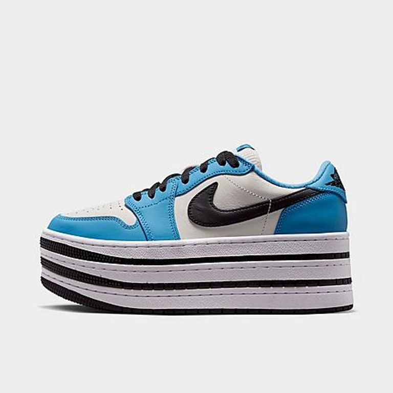 Jordan Women's Air 1 Low Triple Stack Casual Shoes in Blue Beyond/Black/White Size: 5.0