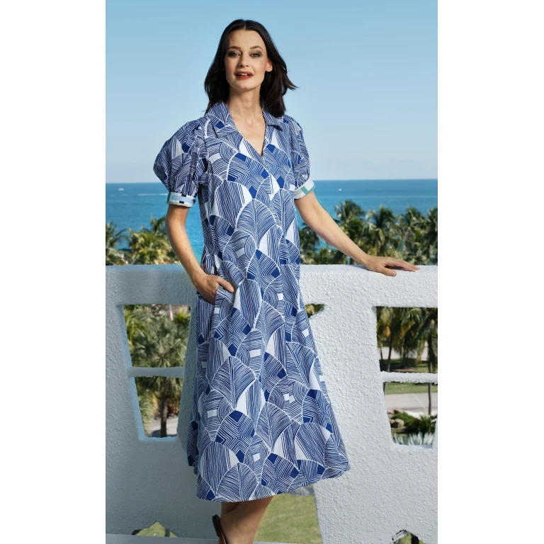 Montauk Dress Navy White Geo