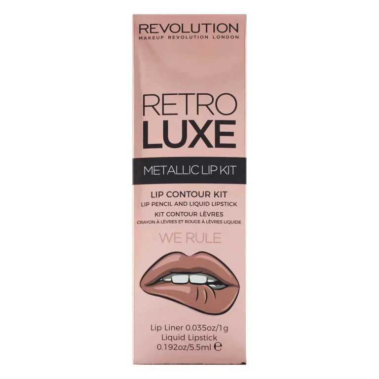 Set Makeup Revolution: Retro Metallic Liquid Lipstick Luxe We Rule 55 ml + Retro Lip Pencil Luxe We Rule 1g