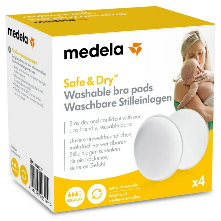 Safe & Dry Washable Breastfeeding Pads Regular x4