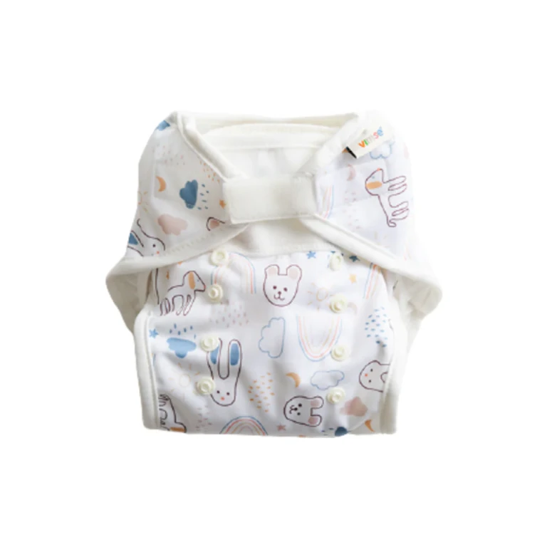 Baby Diaper Cover, White Teddy