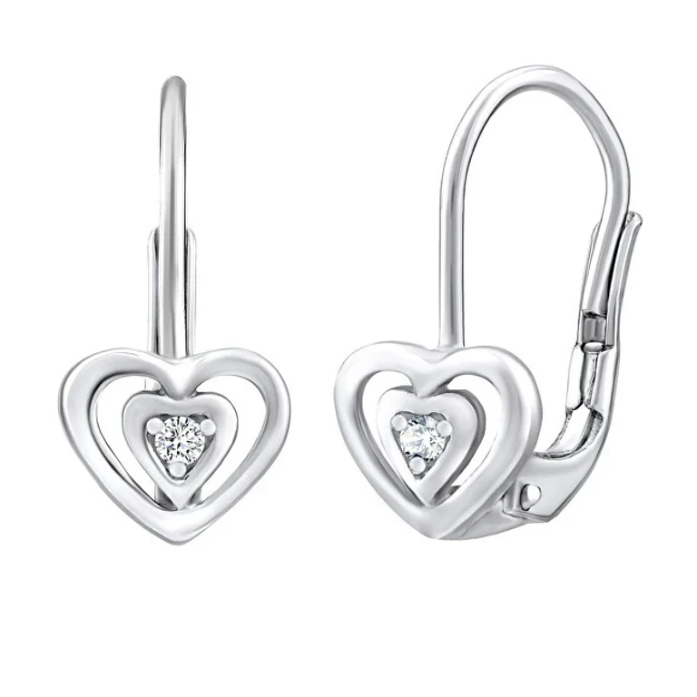 Heart-Shaped Silver Earrings with Zirconia Swarovski Silvego70536Z