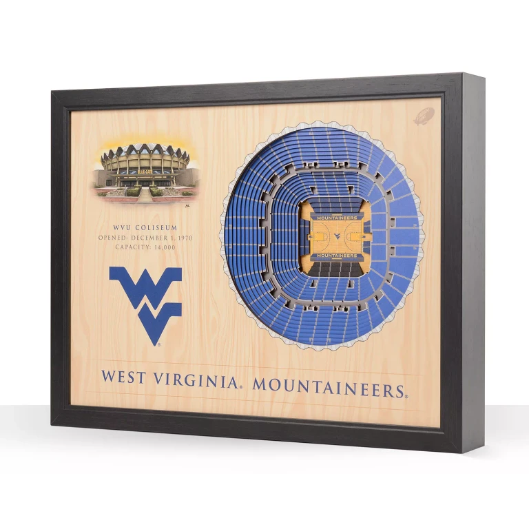 West Virginia Mountaineers 25-Layer Basketball Stadium View 3D Wall Art