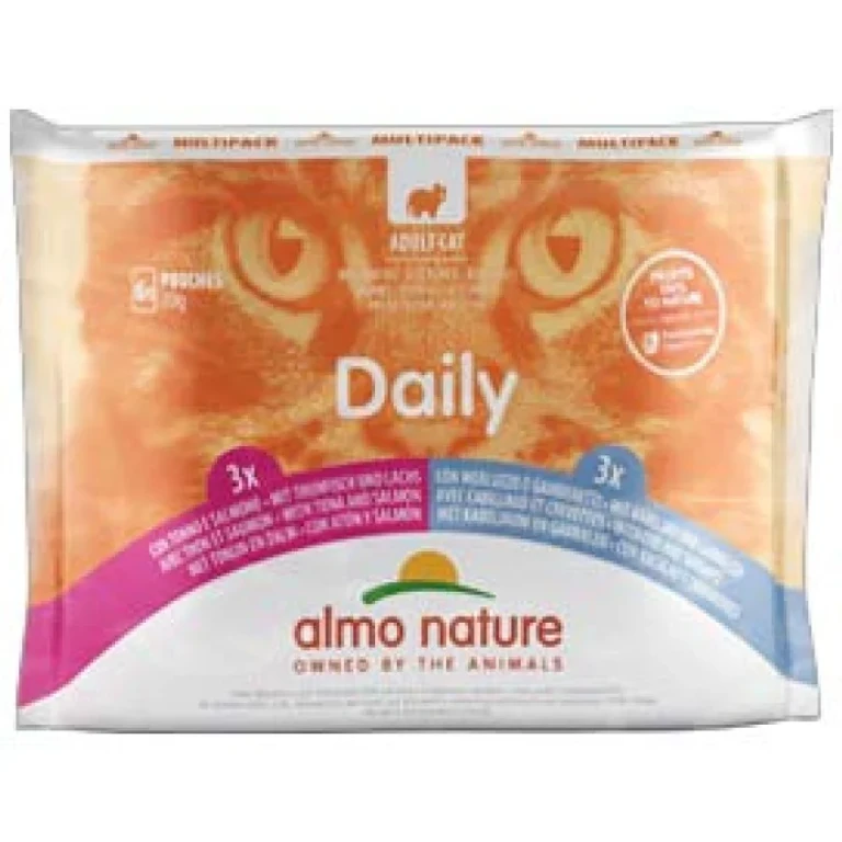 Daily Menu Cat Multipack Tuna Salmon and Cod Shrimp - 6 Sachets of 70Gr.