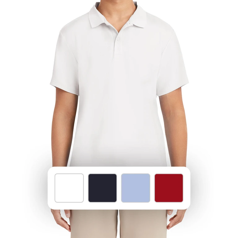 Young Mens Uniform Polo White M:- White, M