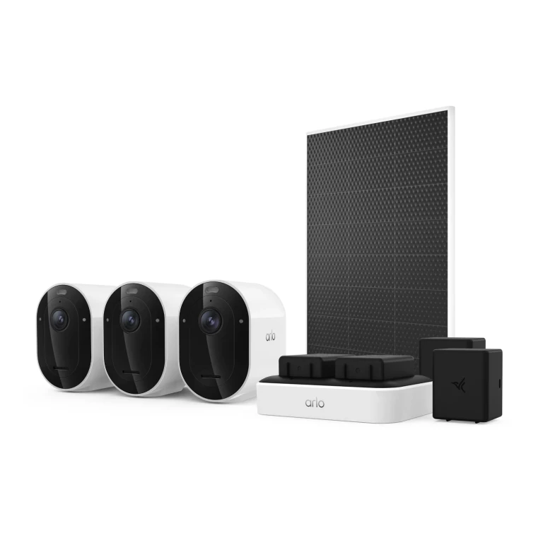 Arlo Pro Outdoor Security Camera 2K HDR (6th Gen) w/Dual Charger, Extra Batter, and Solar Panel Charger, 3-Pack