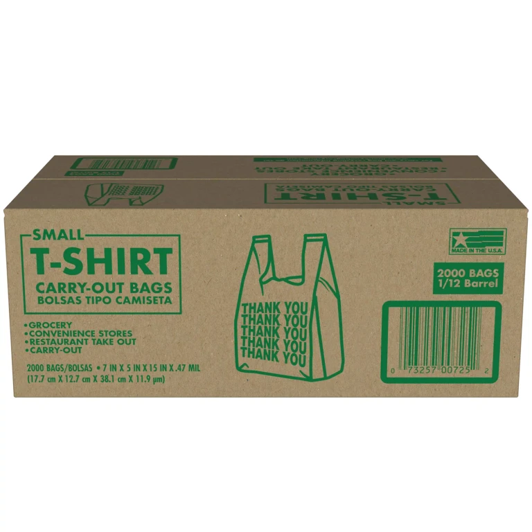 Small T-Shirt Carry-Out Bags, 7' x 5' x 15' (2000 ct.)