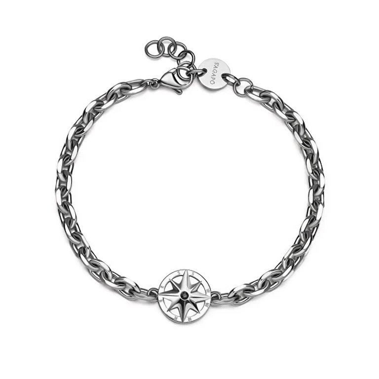 Men's Stainless Steel Compass Bracelet with Zircon Nautika Snk17