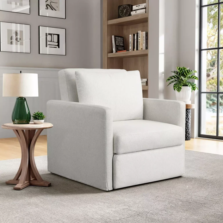 Brady Convertible Sleeper Chair:- White