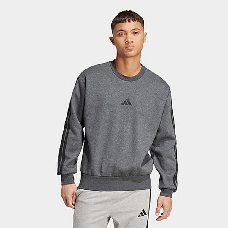 Essentials 3-Stripes Sudadera de cuello redondo de forro polar