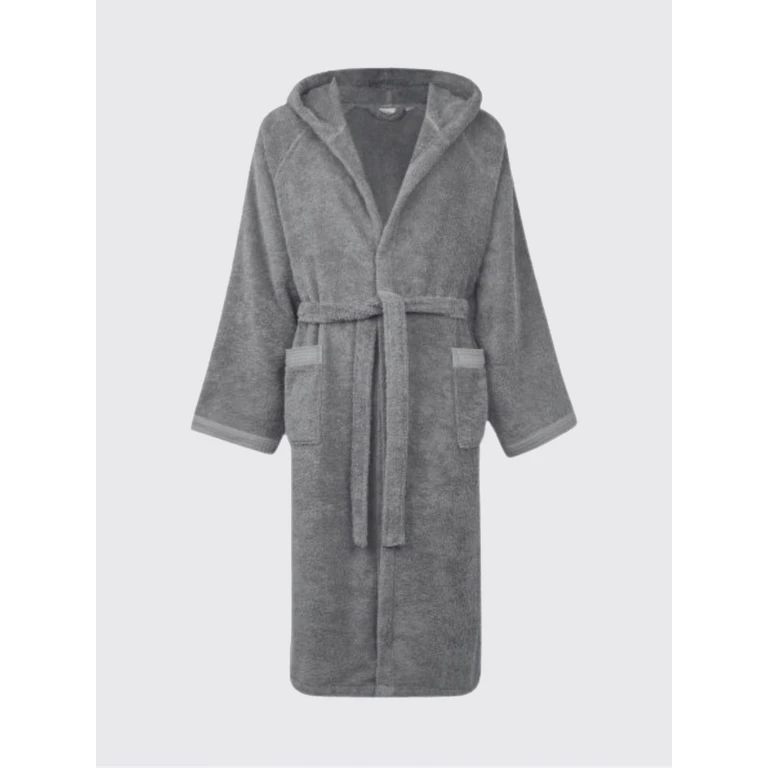 Fiocco Hooded Bathrobe in 400 gsm Cotton Terry (2022818ASFALTO)