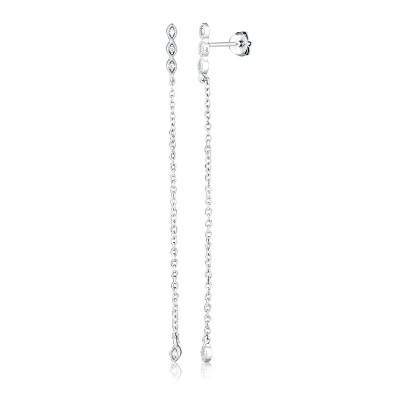 Long Silver Earrings with Zirconia Svle2965X61Bi00