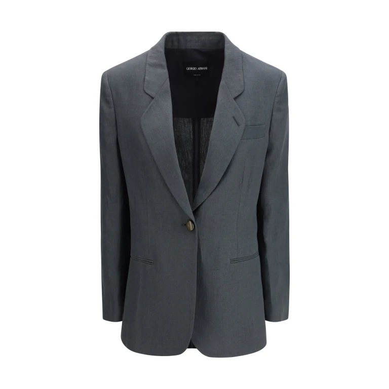 Single-Breasted Linen Jacket Dark Shadow