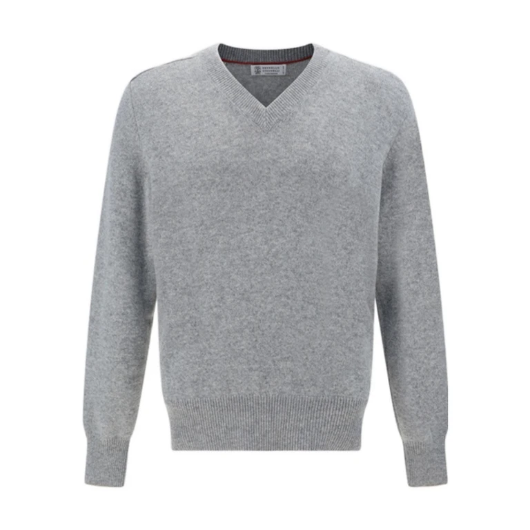 Light Grey Cashmere V-Neck Sweater