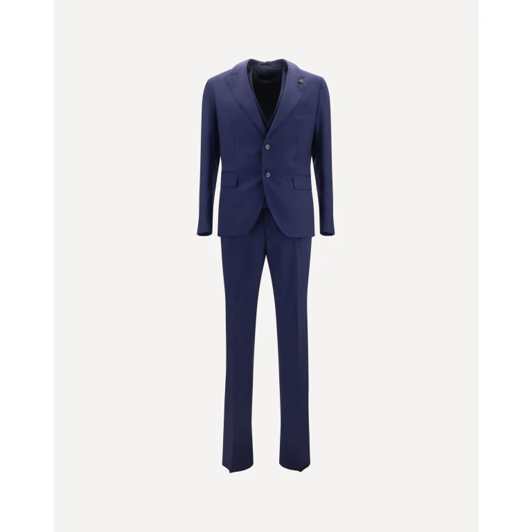 Wool Suit with double-breasted Jacket and vest Male 50