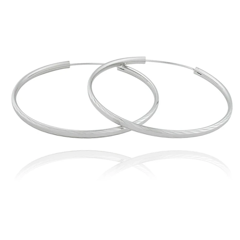Silver Hoop Earrings Svle0217Xd500 - Diameter: 3 Cm