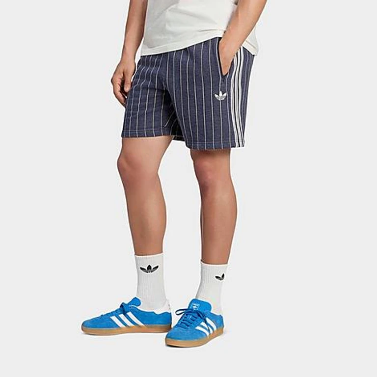 Men's Originals Pinstripes Fleece Shorts in Night Indigo Size: XS