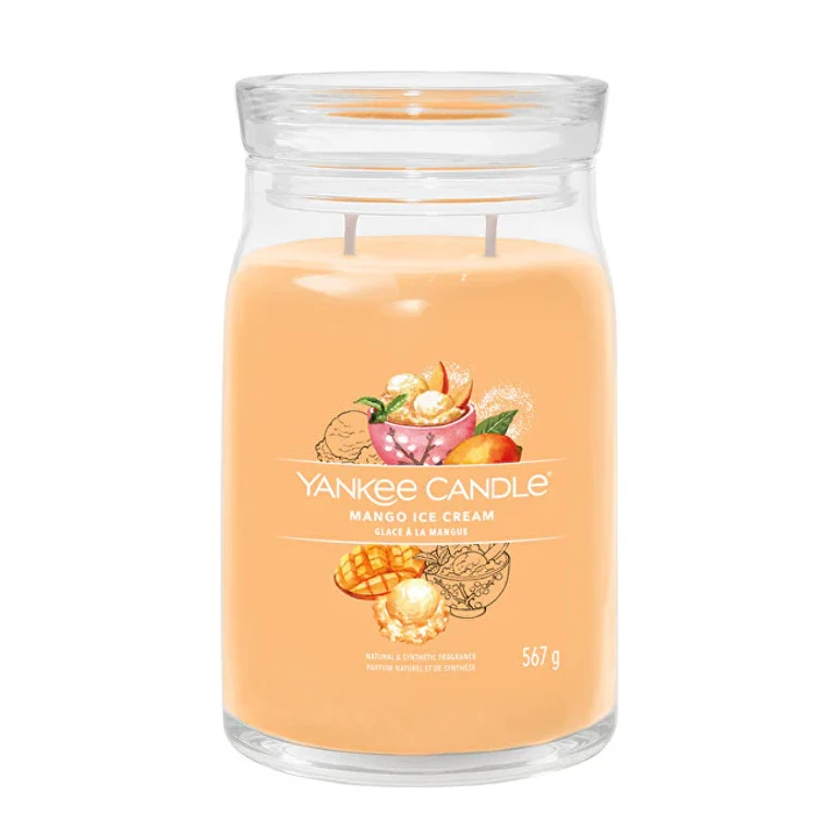 Signature Scented Candle in Large Glass Mango Ice Cream 567 G