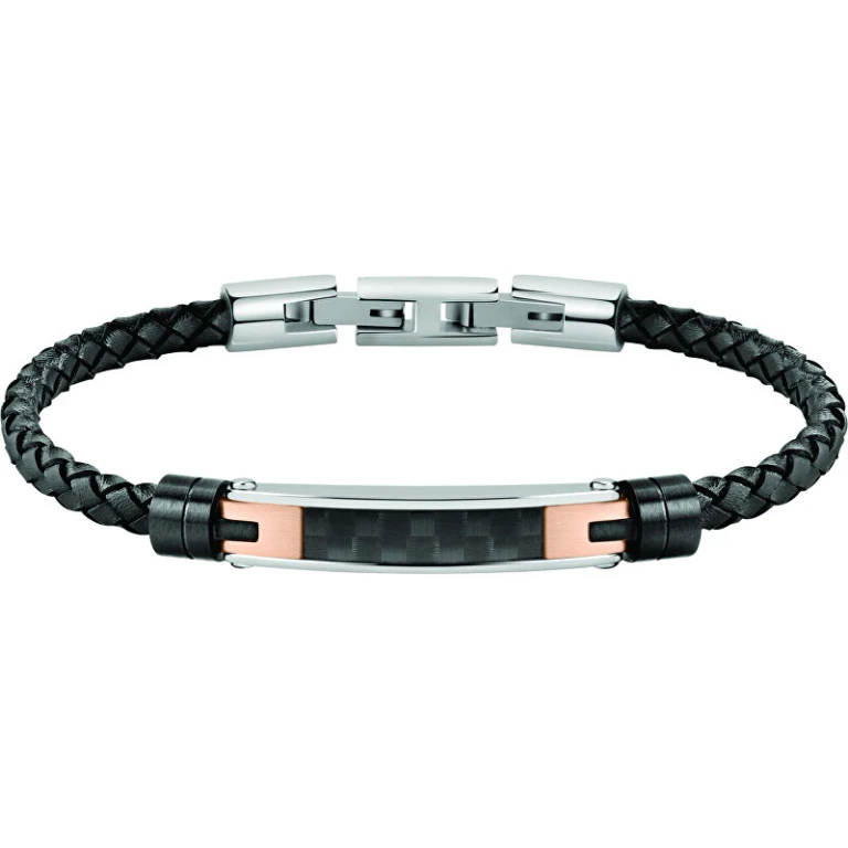 Men's Black Leather Bracelet Moody Sqh22