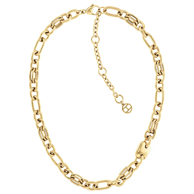 Solid Gold-Plated Steel Necklace with Contrasting Link Chain 2780784