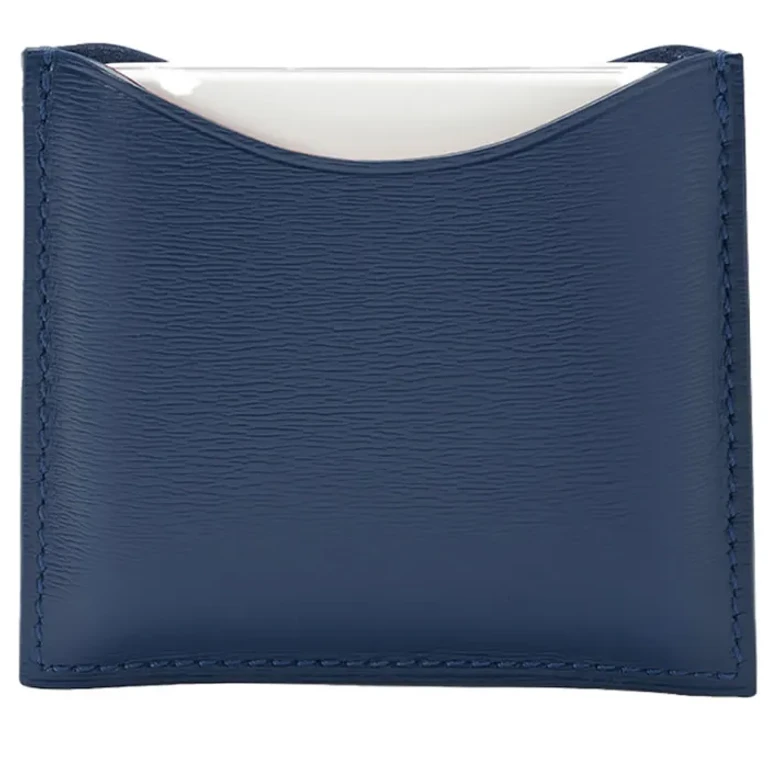 Compact navy blue leather case La Bouche Rouge