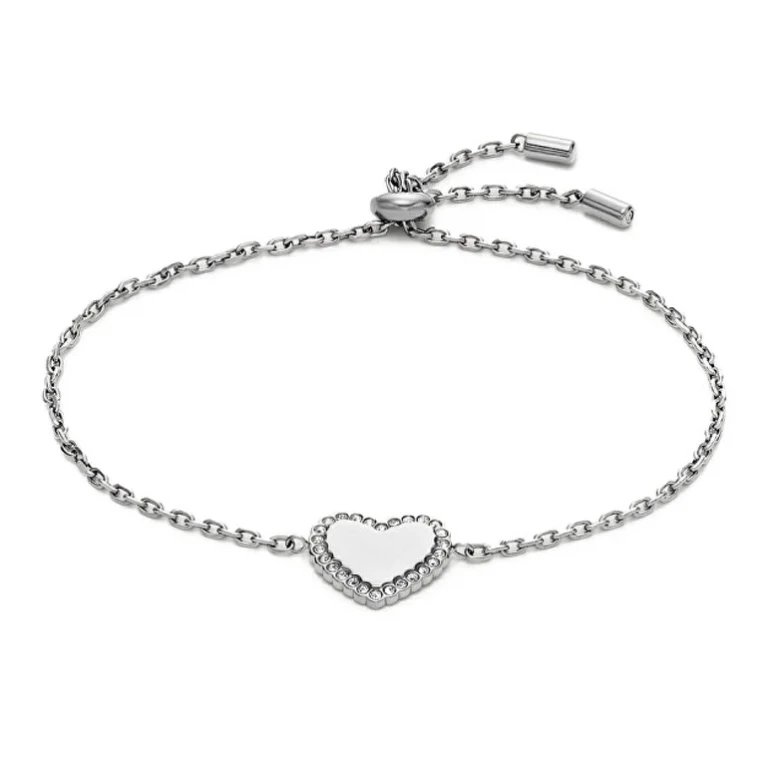 Charming Steel Heart Bracelet with Zirconia Jof00941040