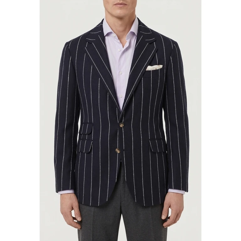 Navy Striped Tailored Blazer