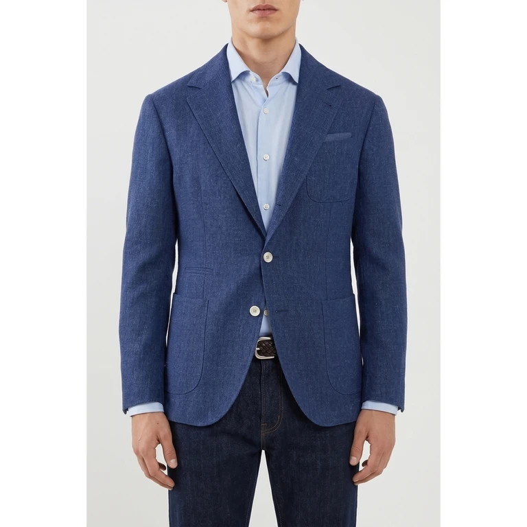 Blue Linen Wool Blazer