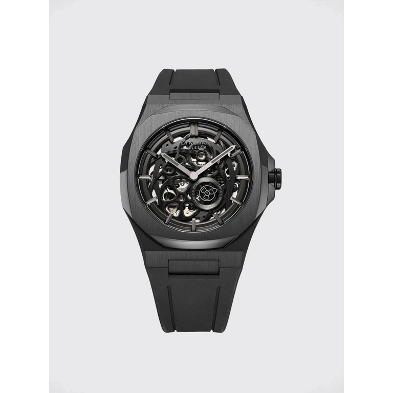Jet Black Automatic Skeleton Case Watch in Steel with Sapphire Glass (D1SKRJ17JETBLACK)