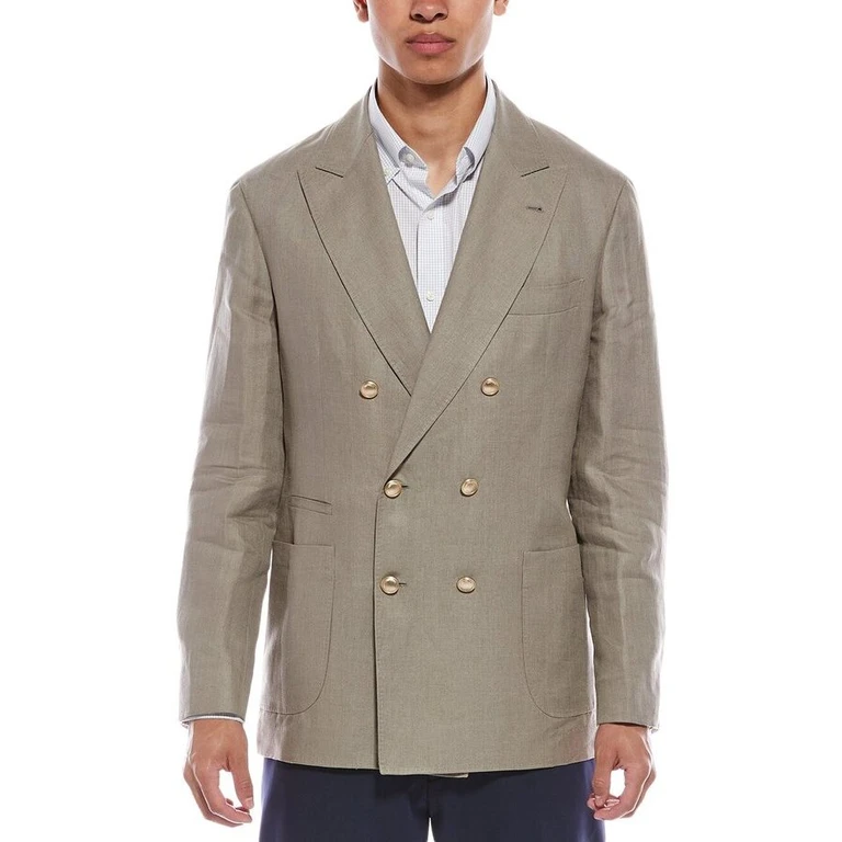 Sage Double-Breasted Deconstructed Blazer