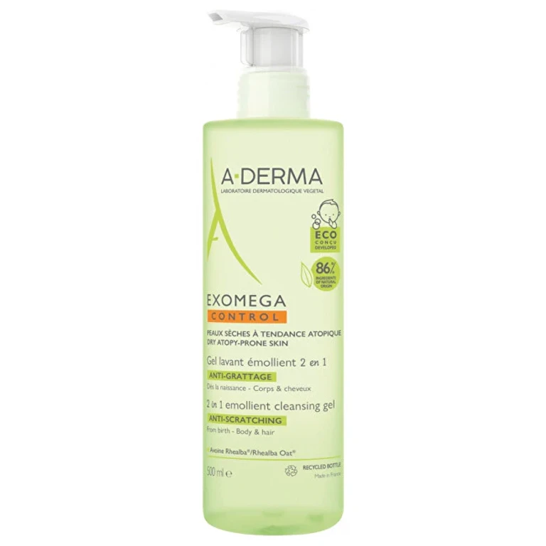 A-Derma Exomega Control 2 In 1 Cleansing Gel For Dry Skin Prone To Atopic Eczema (Emollient Cleansing Gel) 500 Ml
