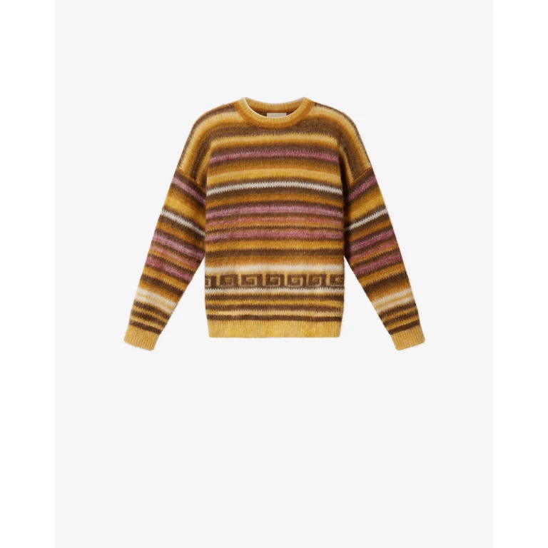 ISABEL MARANT Multicolor Striped Virgin Wool Blend Crewneck Sweater with Dropped Shoulders (PU0969HAD3L07H10OE)