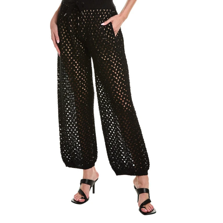 Black Open-Knit Trousers