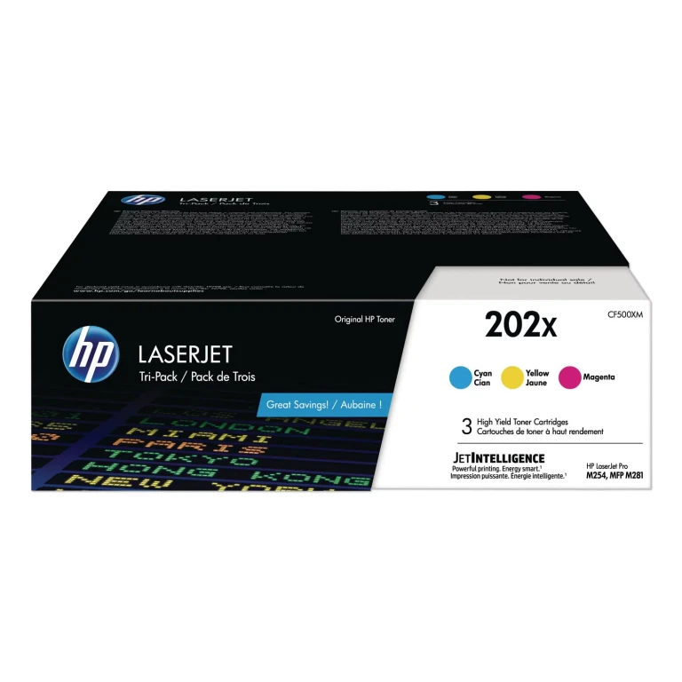 202X, 3-Pack High Yield Cyan/Magenta/Yellow Original LaserJet Toner Cartridges