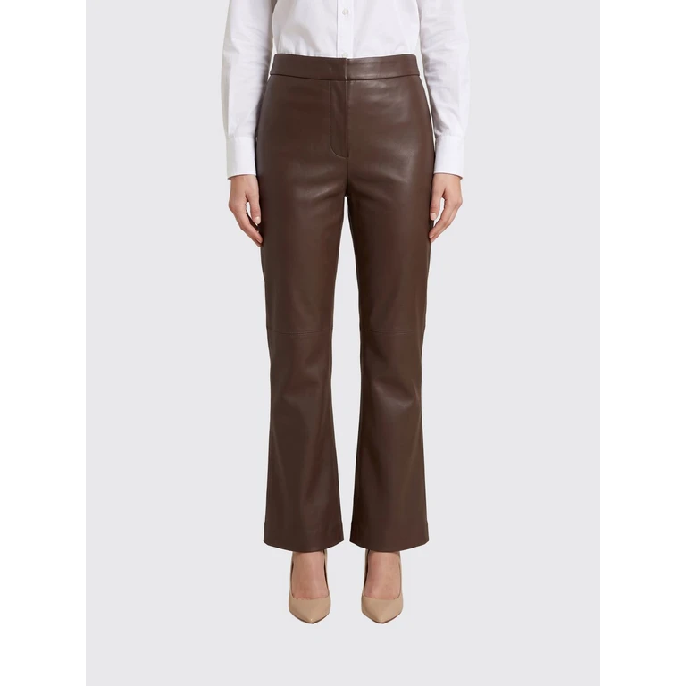 Sublime Flared Mid-Rise Trousers in Smooth Calfskin Leather (2629786041600002)