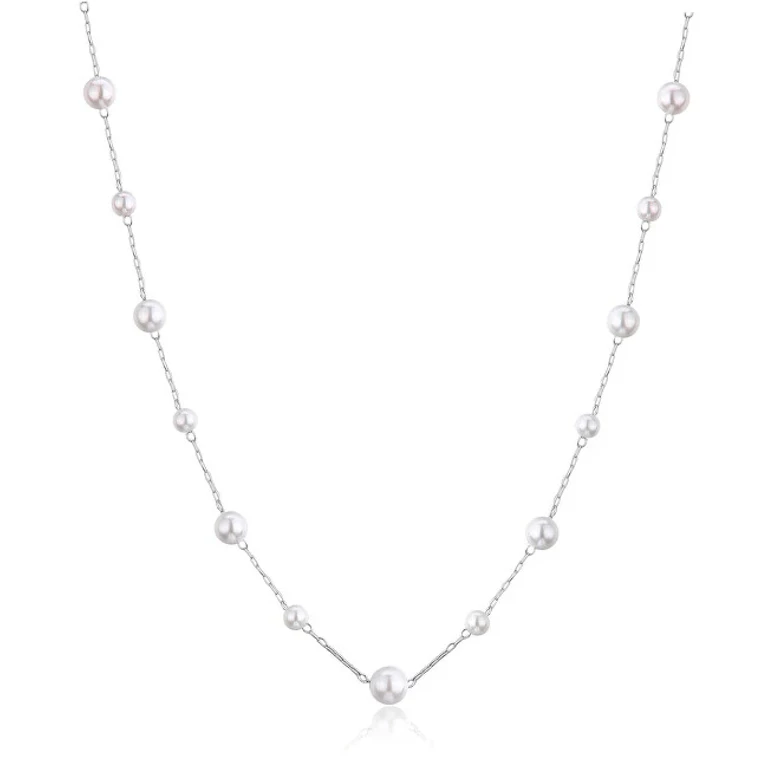 Dignified Steel Necklace with Artificial Pearls Wisdom Swi07