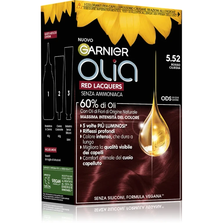 Olia permanent hair dye color 5.52 Cherry Red