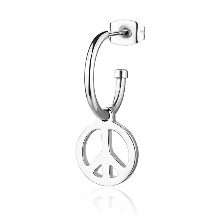 Single Earring in Steel with Peace Symbol Smile Ssm022