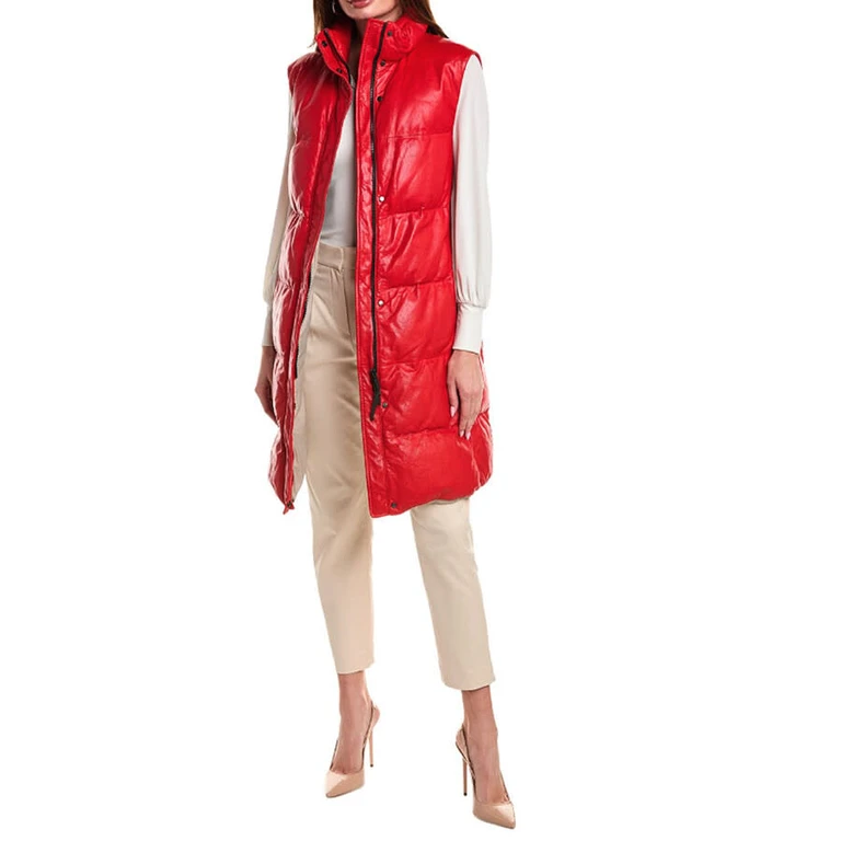 Poppy Leather Long Vest Coat