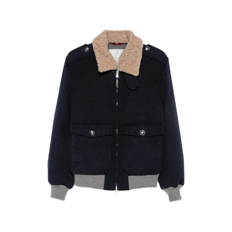 Shearling-collar Bomber Jacket